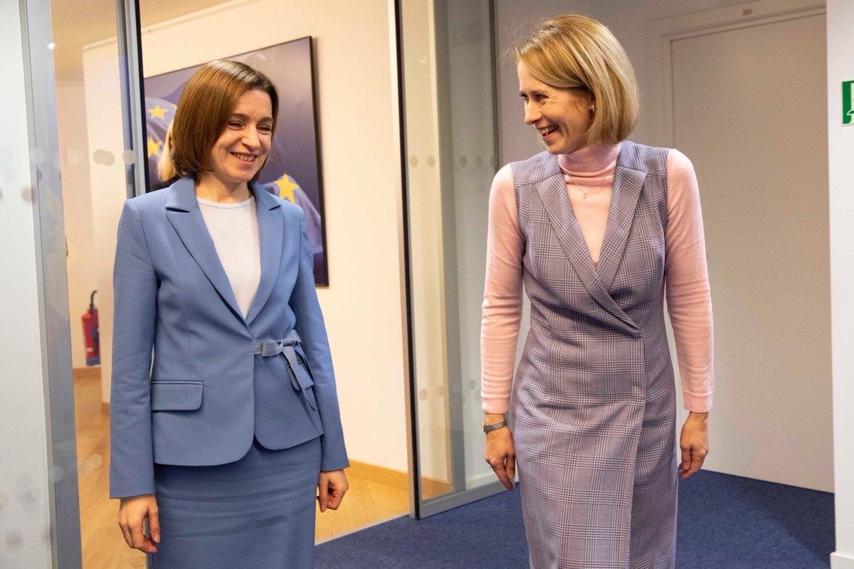 Kaja Kallas: Moldova has made it clear: its future belongs in the EU.It was a pleasure to meet you, President @sandumaiamd and discuss how you are bravely fighting against hostile interference from Russia in your democracy. We are by your side